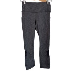 Lululemon Pace Rival Midrise Crop 22"Heathered Black Grey Leggings Size 4 W6BEIS